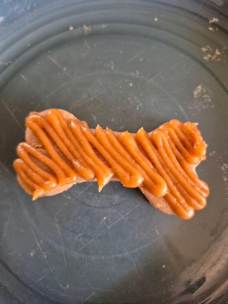 Miss Rylee Betty Crocker made pumpkin- peanutbutter doggie treats today!