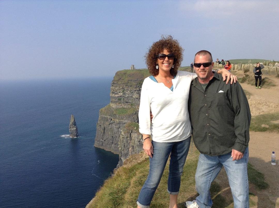 Jennifer Nicolaisen and Rob at the Cliffs of Moher, Ireland