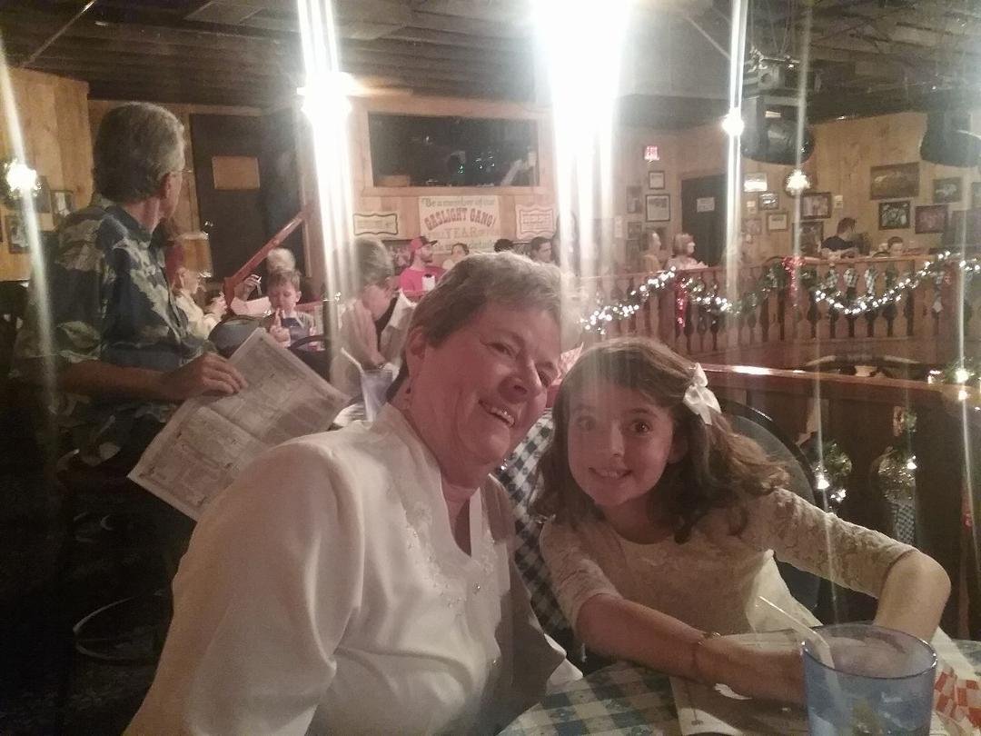 At Gaslight Theatre for Christmas in the Big Apple with our granddaughter Madison.