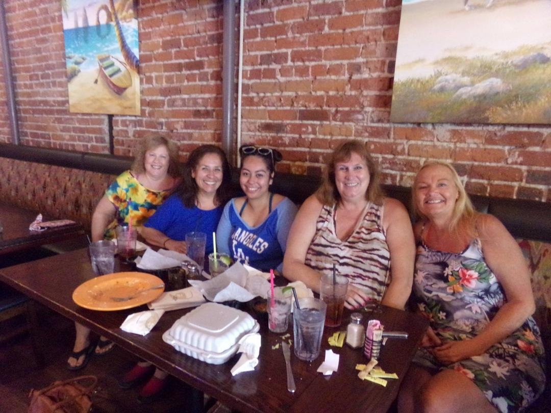 At a restaurant in Seal Beach. With Sofia daughter as well.