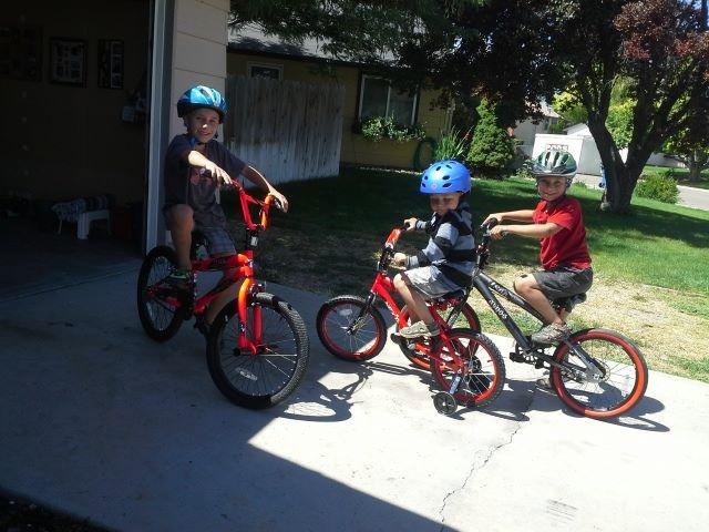 My 3 great grandsons & their new bikes. :)