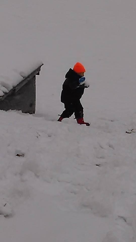 I was shoveling with Britt (haven forbid anyone else in this house do it) and the boys wanted to come out. My little man lived the snow. He screamed his head off when we had to come in. Jocelyn I know you worked overnight b