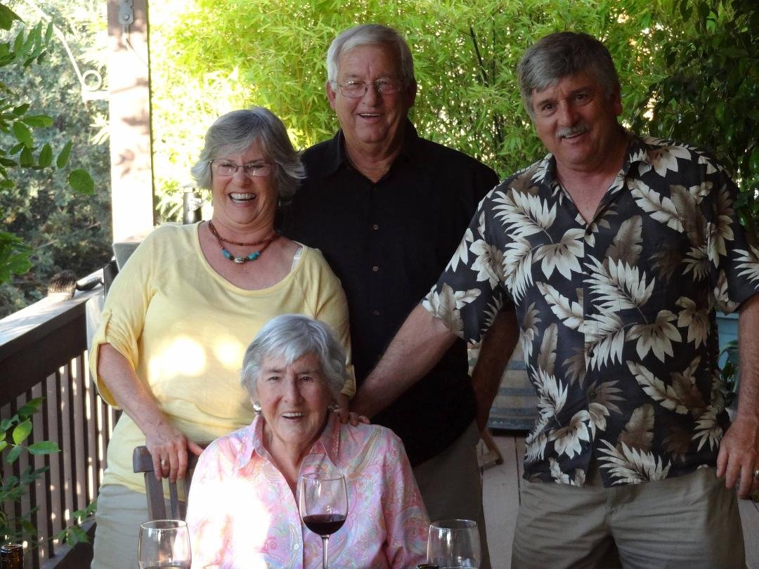 My Mom's 95th birthday with my brothers and me. We are missing her very much today.