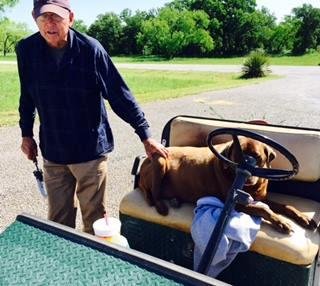 Mr Clark and Duc today at Clark Gardens, Mineral Wells, Texas