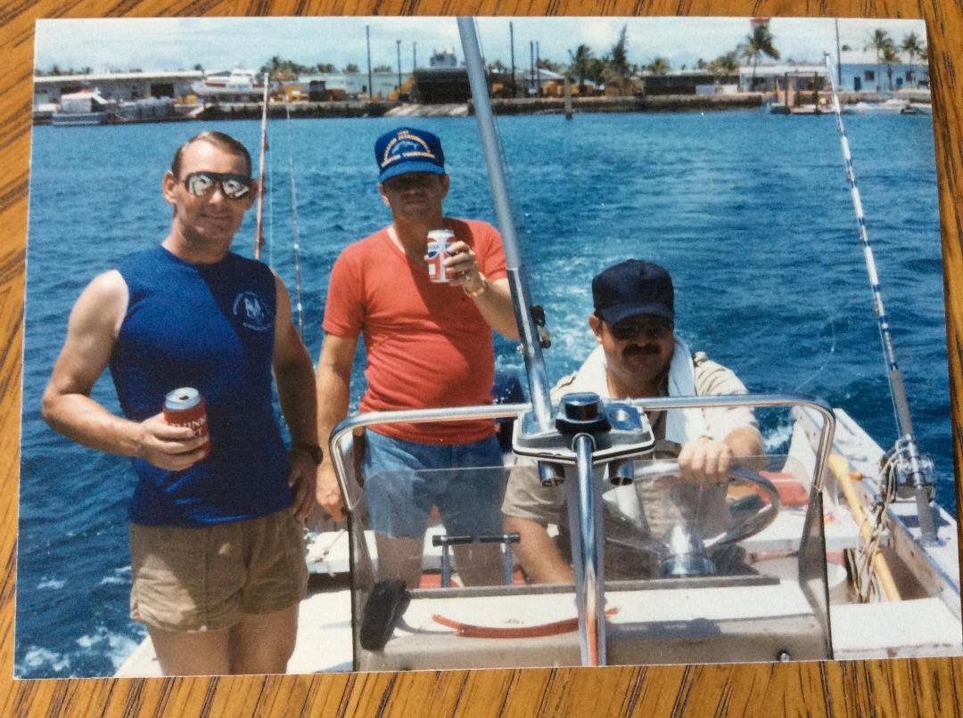 A day of fishing at Kwajalein Missile Range. I did one year with the Micronesian Police as patrol boat captain. I'm pictured with two of the police officers.