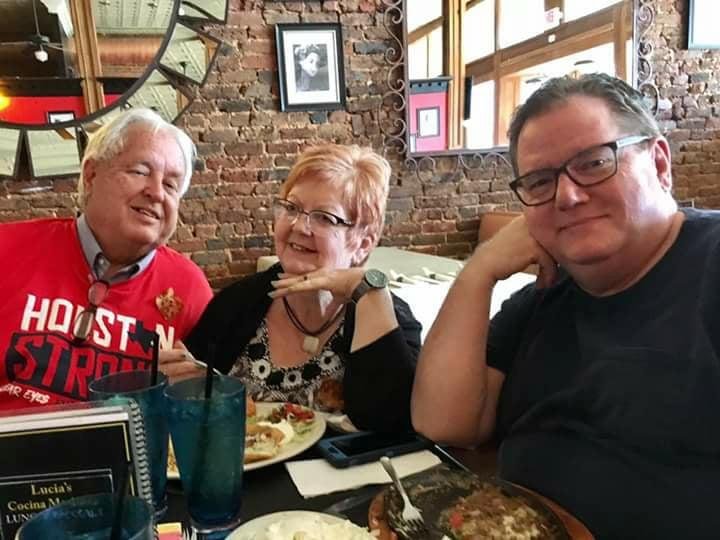 Glad Sandra McNeillCollins was able to separate Mark McNeill Collins and Shari Lynne Jackson from remaining Athens Story telling Festival Houstonians. It was Shari's birthday and restaurant was attempting to give her a sur