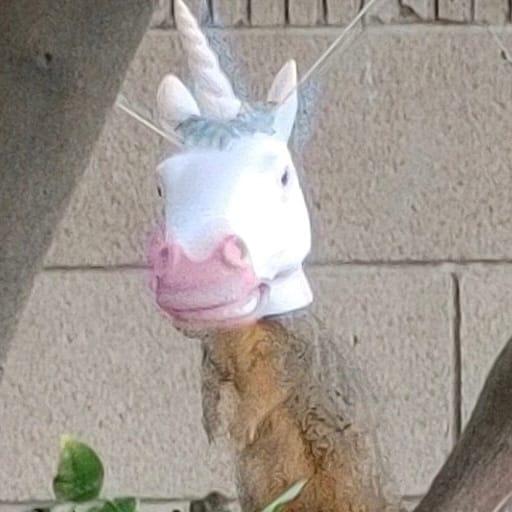 Best present ever: The Unicorn Head Squirrel feeder. Thanks Veronica Neach !!