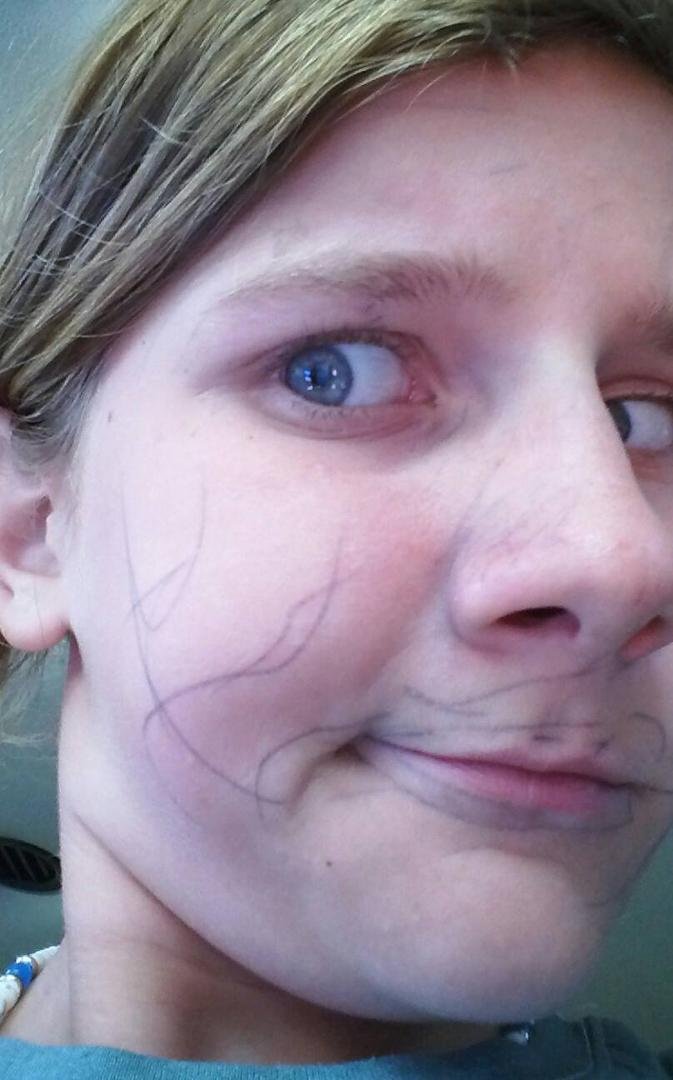 Yes Vallerie, this is what happens when you fall asleep on your little brother!! You shouldn't teach him to DRAW on skin!