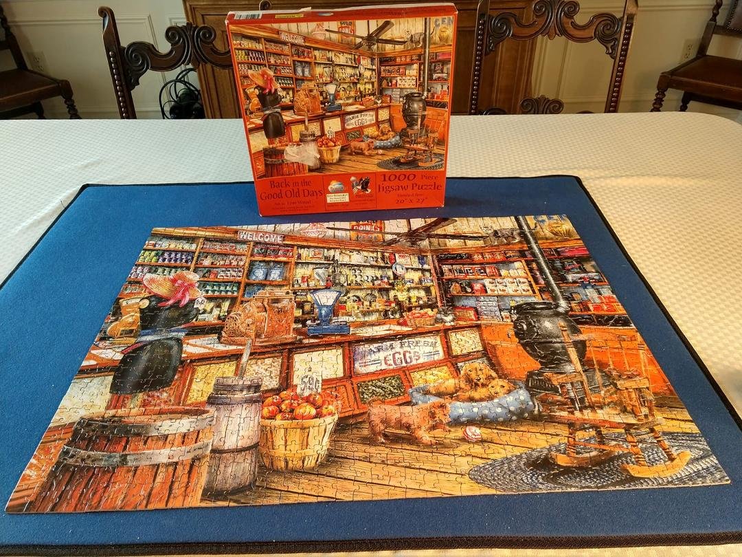 10 days, 1000 pieces, I did a few but almost all done by Jud. On to 3 classic  posters of rides from Disneyland.. 500 pieces each.