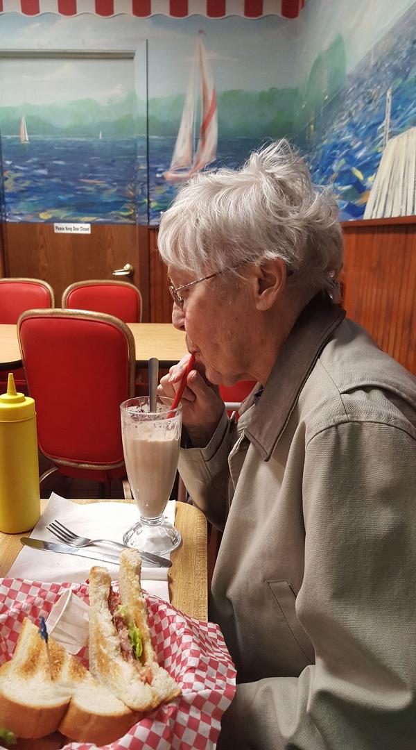 Donna at SNUFFY'S MALT SHOP.