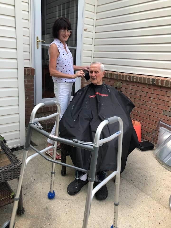 Cutting the Thall’s patriarch hair....