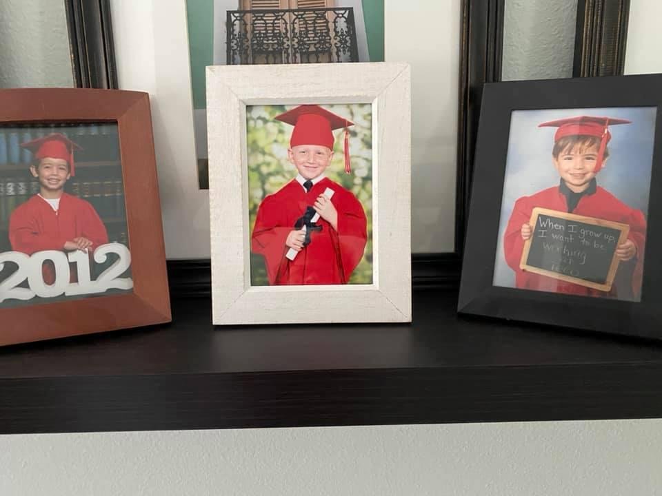 My Mother’s Day gift. VPK graduation picture of my youngest grandson Max to complete the set. Jackson on the left, 2012, Fletcher in the right, 2017.