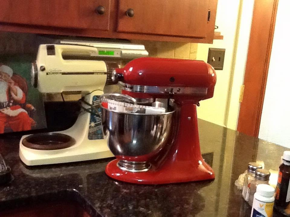 The one on the left was a wedding present almost 40 years ago. The red one is a Christmas present! I keep things forever...if you want to invest in new beaters (Sunbeam mixmaster) you are welcome to it. Otherwise, it is goi