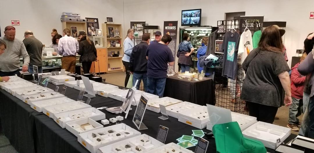 Stopped by Aerolite Meteorite booth at the Gem & Mineral show but no sign of Geoffrey Notkin. That didn't stop us from buying some meteorites including a piece of the Chelyabinsk meteorite.