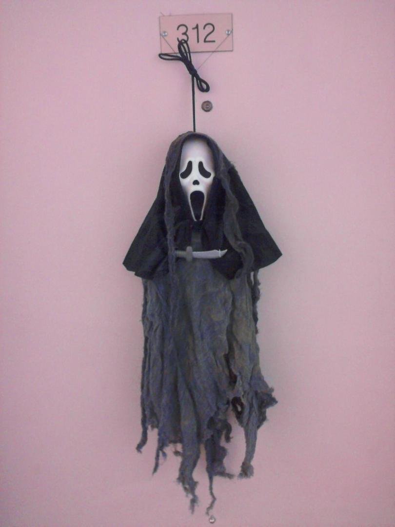Scream is my door decoration, scaried a few kiddies!