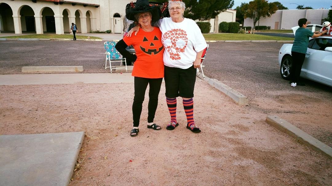 Trunk or treat  at cvbc. Me and Nancy Hoak having fun