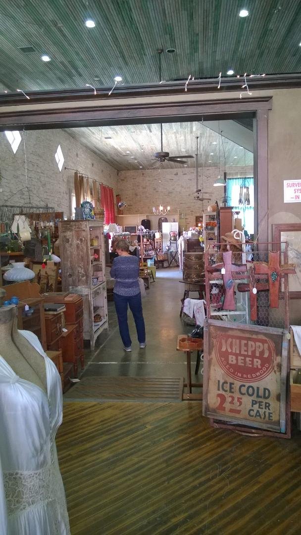 Nancy enjoying a little antique browsing.