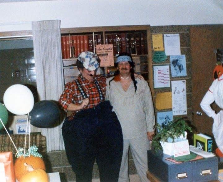 Some thirty years ago. School secretary and me at 300 lbs.fat Indian lol