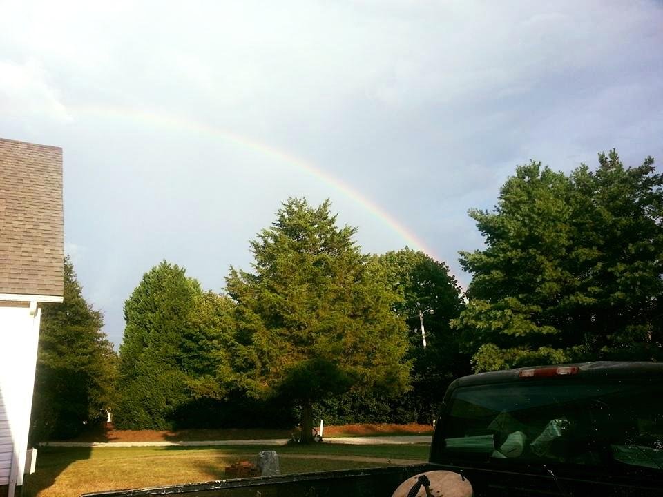 Rainbow appeared this evening above my house! God has made a beautiful world!
