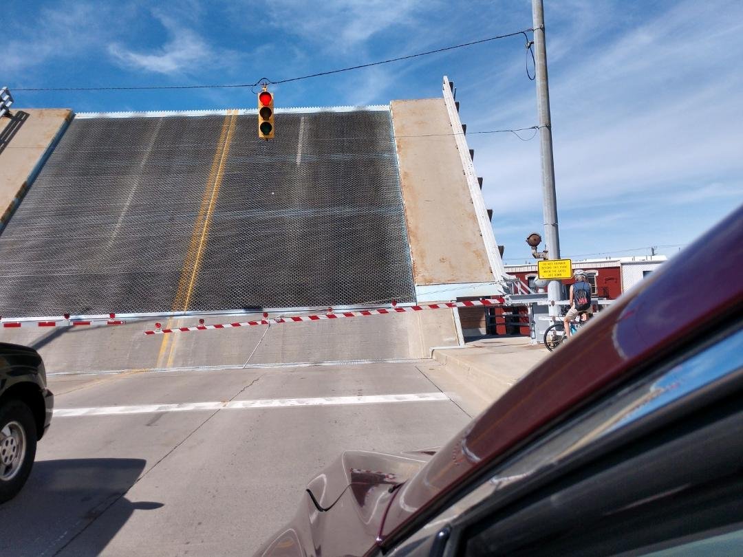 And a picture of one of my worst nightmares! The Black River bridge opening! I have had bad dreams of this all of my life. At least they have replaced the wooden sidewalks so there aren't holes in it now that you could