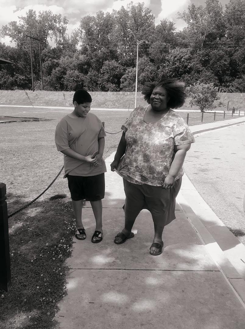Son and wife at the park