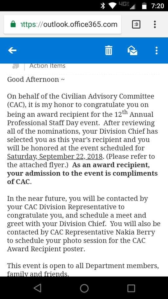 Congratulations to our daughter Sharona for winning civilian of the year from the L.A. Sheriff’s Department. Job well done.