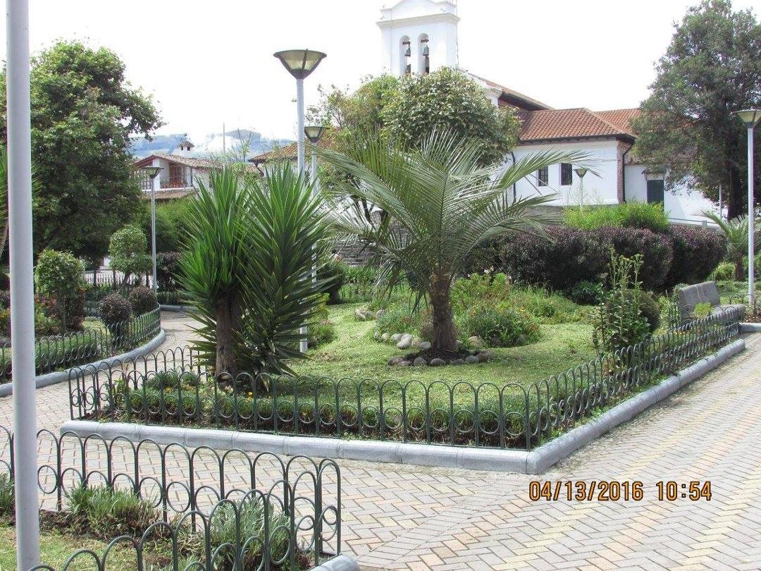 Plaza and cathedral in Pintag,Ecuador