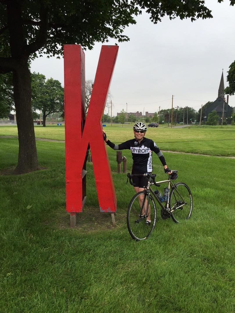6/20/15. Ride to D (Saturday). Roosevelt Park in front of the Train Station. Birthday Girl.
