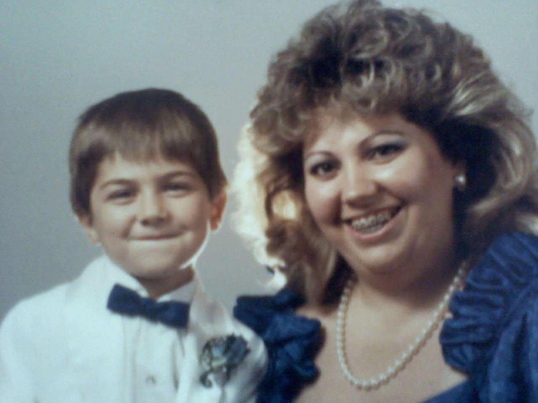 Jason and I at my sister's wedding in June 1987