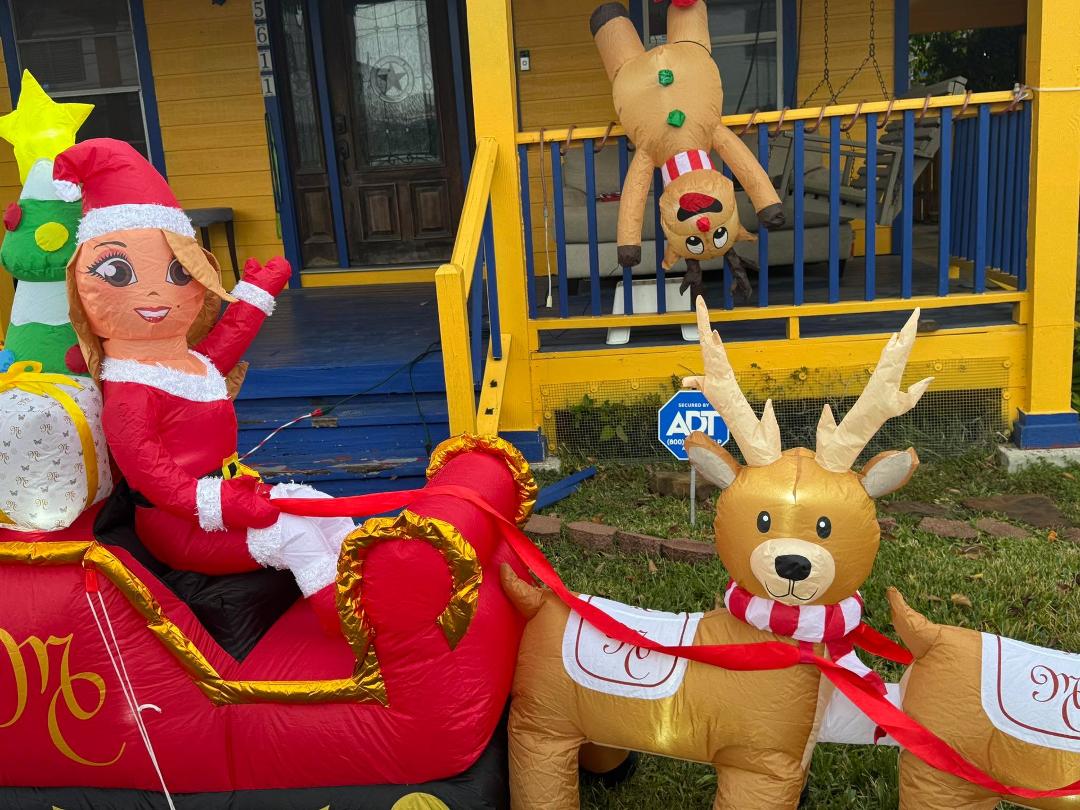 Christmas decorations are going up.