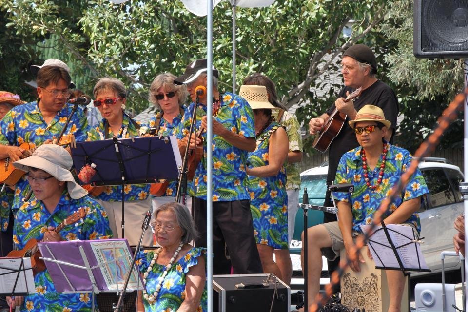 Just sitting in for the first time playing ukulele. That's me in black. Didn't get the memo about what to wear but had a great time anyway. D