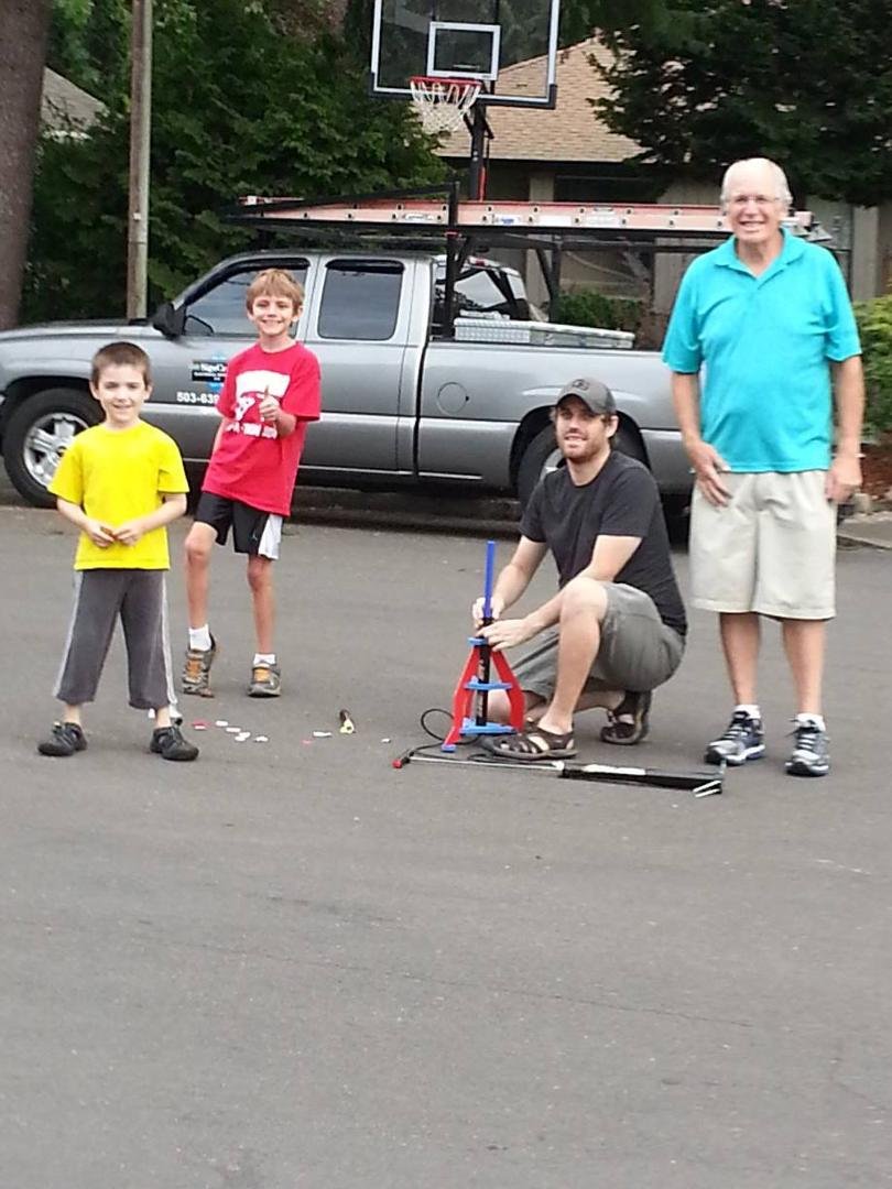 Shooting air rockets in the cul-de-sac.  What fun!