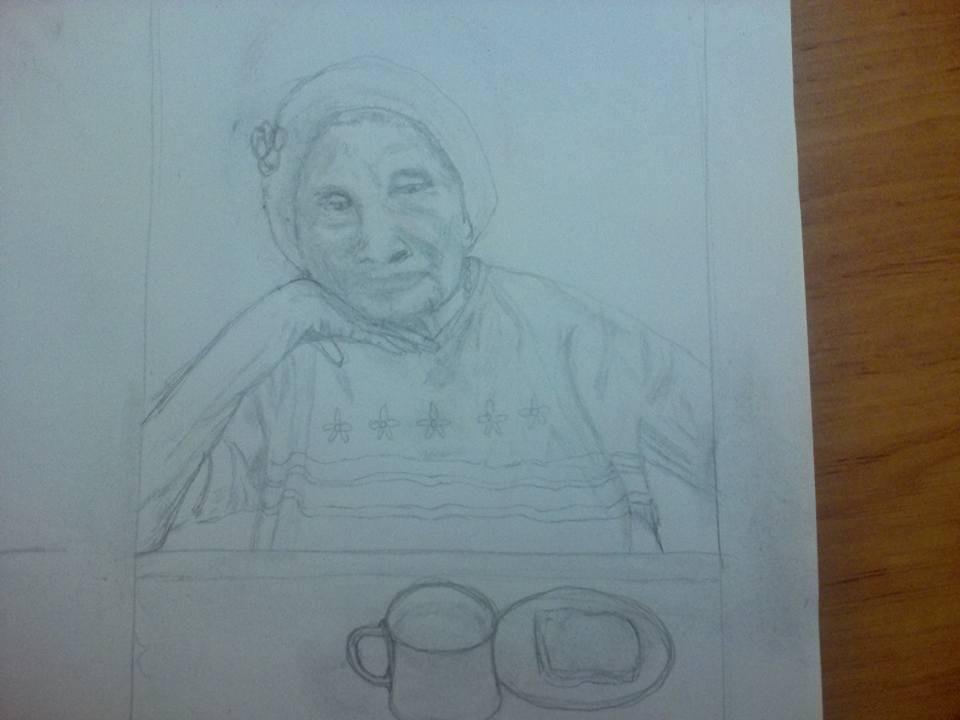 Stormy day art: 98 year old woman from Puerto Rico.