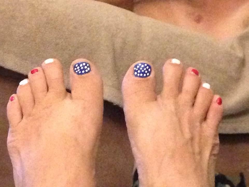 Andrea helped my toes celebrate the 4th of July lol