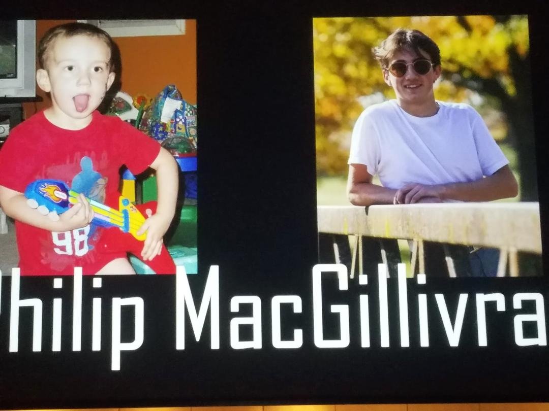 My senior grandson, Philip, at age 2 1/2 and 17.