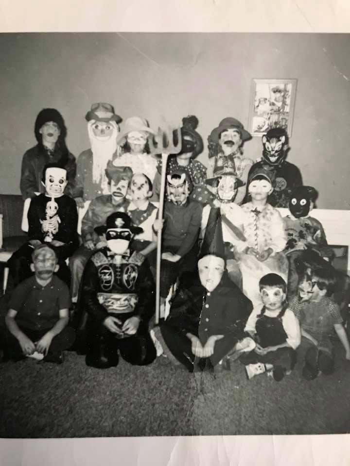 I am going thru pictures and ran across this picture when I was 10 years old right before Halloween. So it was a costume party before going out Treat and Treating.