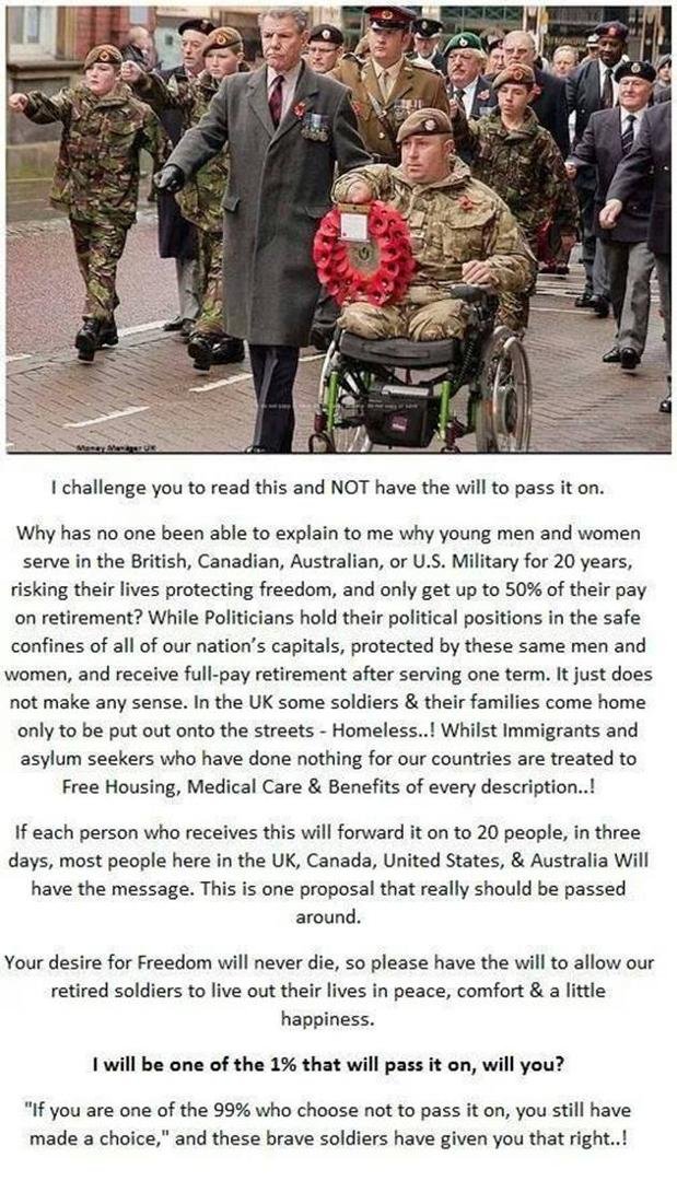 Thank you to all the men and women who have served or are serving our country. I realize that freedom is NOT free and our country should be in turn, serve, protect and give our vets the benefits they deserve. They do Not