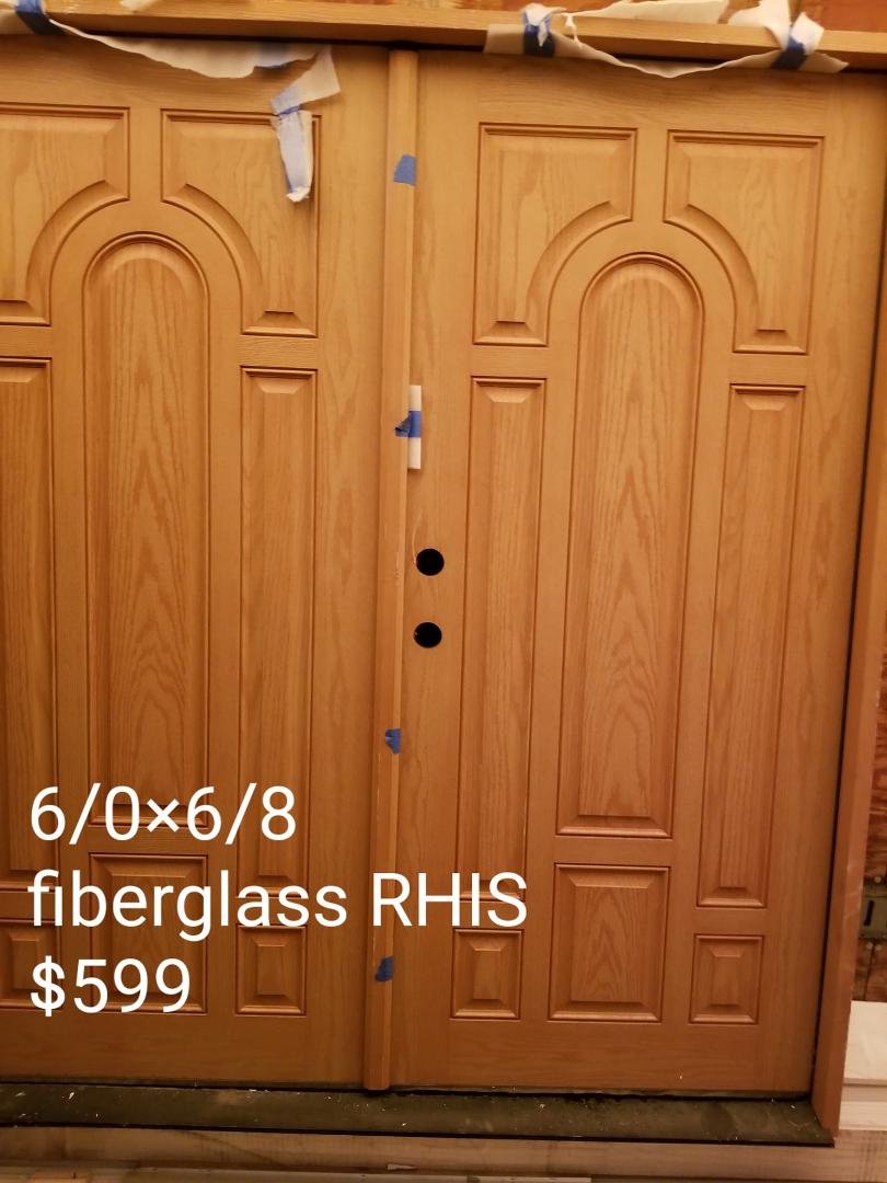 Exterior door prehung unit 6ft wide 6ft 8" tall fiberglass