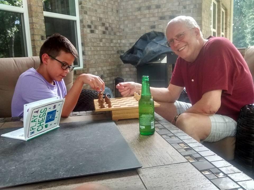 A friendly game if chess with Papa.