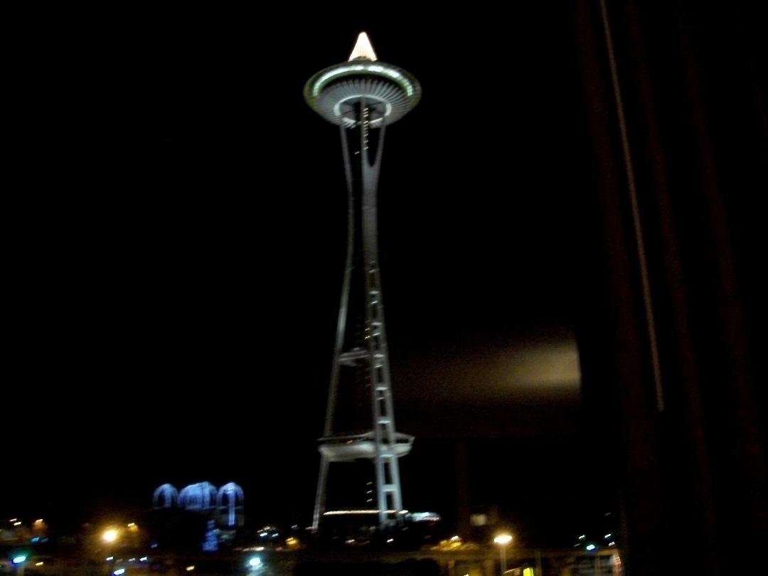 View of the Space Needle from my room.  What a sight!  Great flight over, flew over Seattle downtown coming in.  Clear skies what a site!