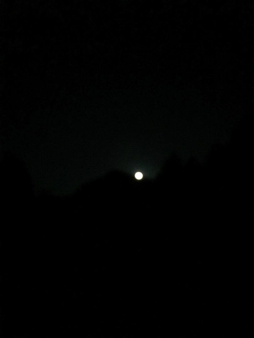 “The Special Giant Moon” over a dirt parking lot or a button over the same parking lot.