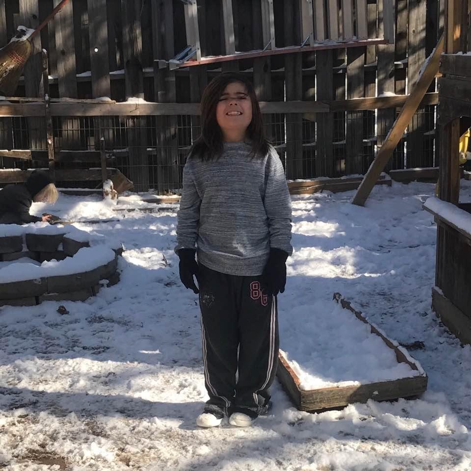 Ben playing in the snow this morning.