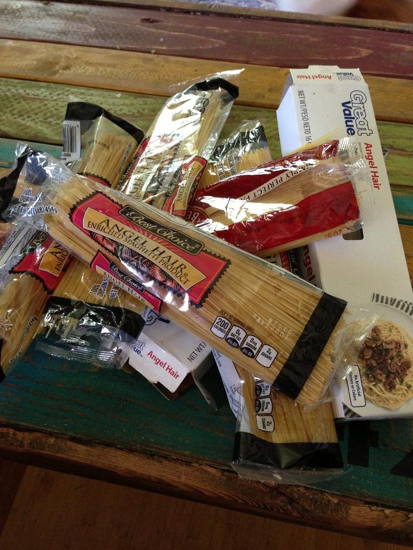 My name is Jacque and I'm a pasta hoarder.
I'm cleaning out my pantry today. I have seven 1/2 used packages of angel hair pasta in there. I always buy pasta...even if I know I have some in the pantry. Also...sour cr