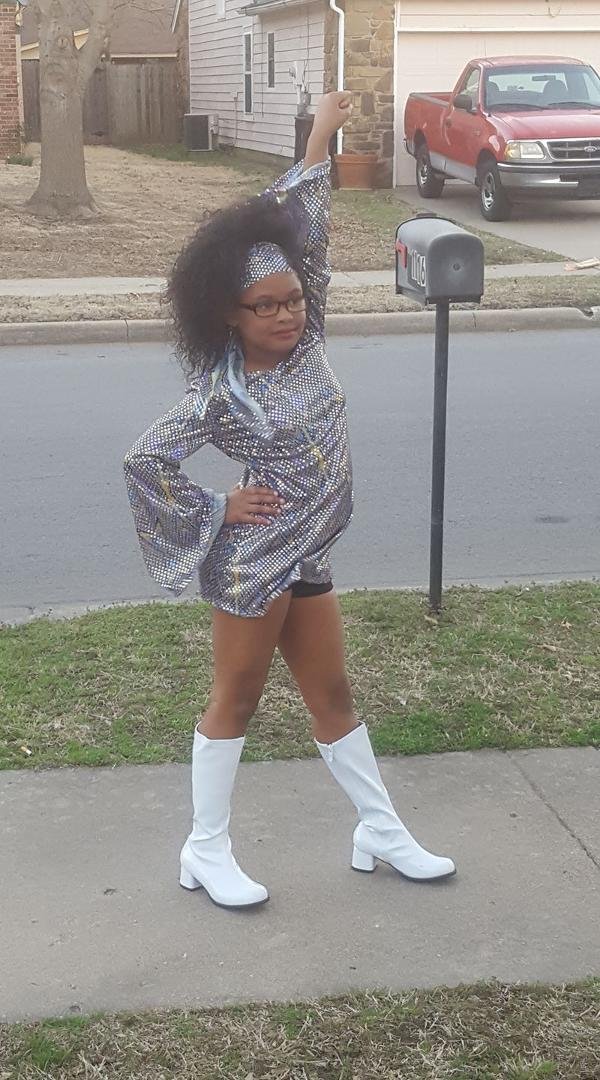 Daddys baby girl Rhyan Hatcher just beautiful going to the talent show. At Moore Elementary and will do two parts in it. First outfit uncle Michael Hatcher do you  approve?