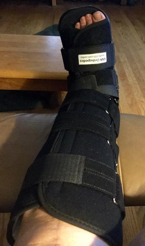 So how many of you think you could sleep in a ten pound boot that has been walked in everywhere during the day, including Walmart, the streets, the yard, the Vet's office, etc.? Who would want that in your bed? I keep say