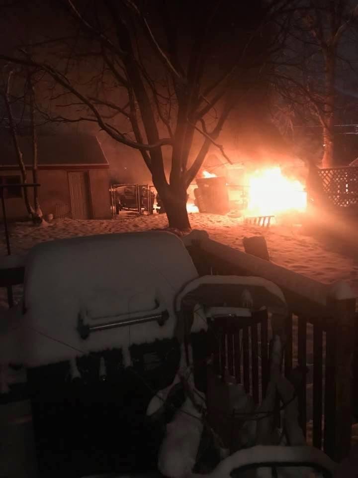 Woken up about 1am by a small explosion, more like a big poof and found 2 cars in my neighbors driveway on fire..