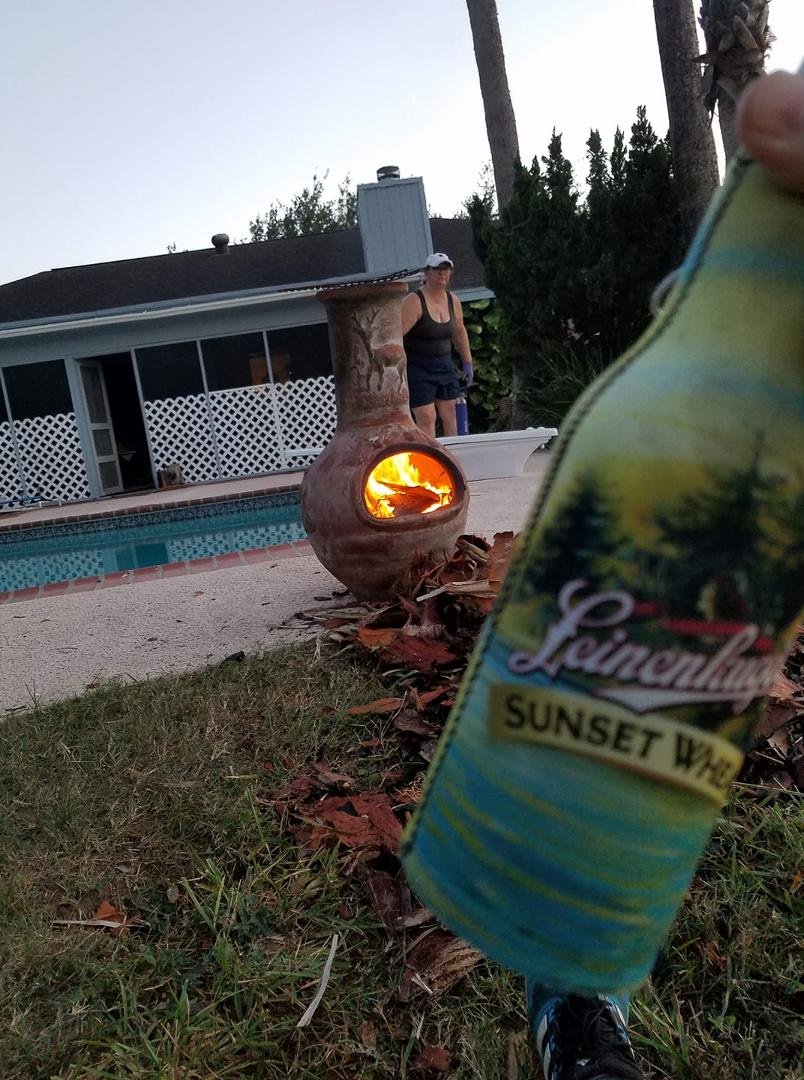 Sitting outside burning Palm Tree cuttings. Beautiful evening in south Texas. Barber shops and beauty salons are opening so we gave the palm trees a trim.