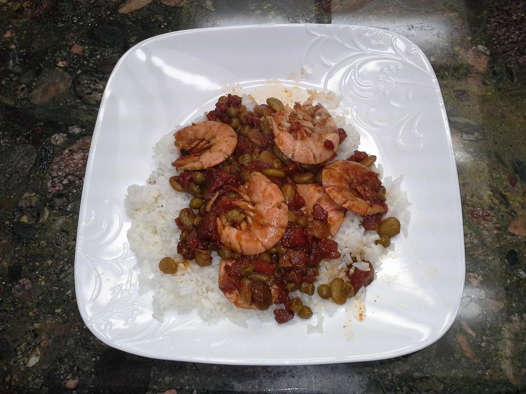 Spicy Shrimp and rice with Clayton D. Rosie