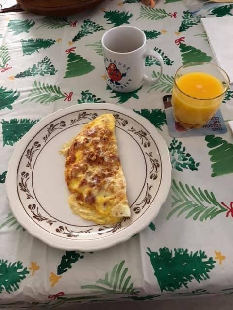 Donna made ham and cheese omelette for breakfast this morning