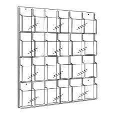 Dimensions: 30W x 2D x 41H inches
Each compartment measures 4.25W x 1.75D x 9.375H inches
Made of translucent acrylic for effortless viewing
Features 24 pamphlet slots
No sharp edges due to the thermoformed construction
I h